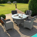 4 Seat Round Rattan Dining Set with Weatherproof Cushions