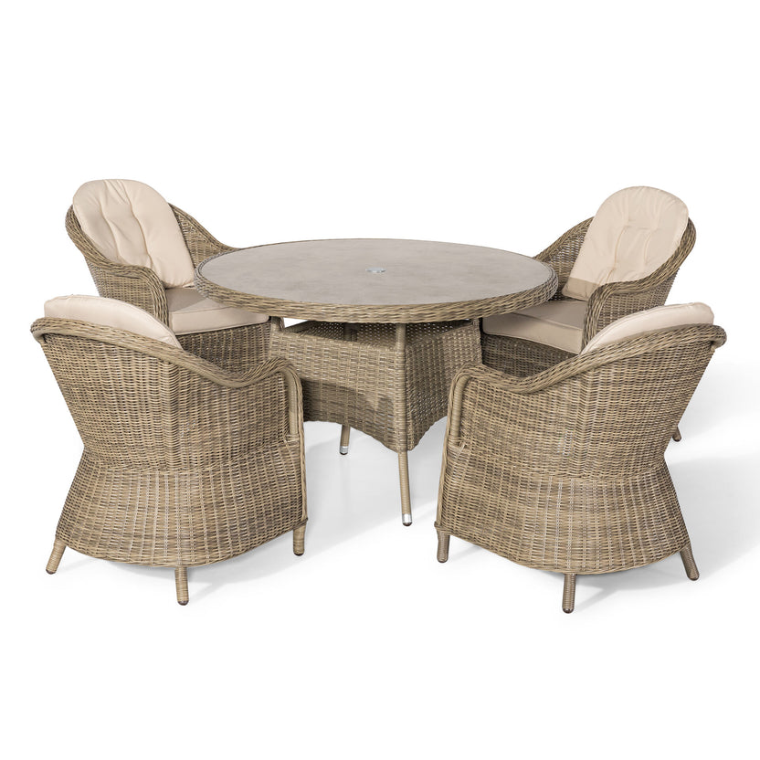 4 Seat Round Rattan Dining Set